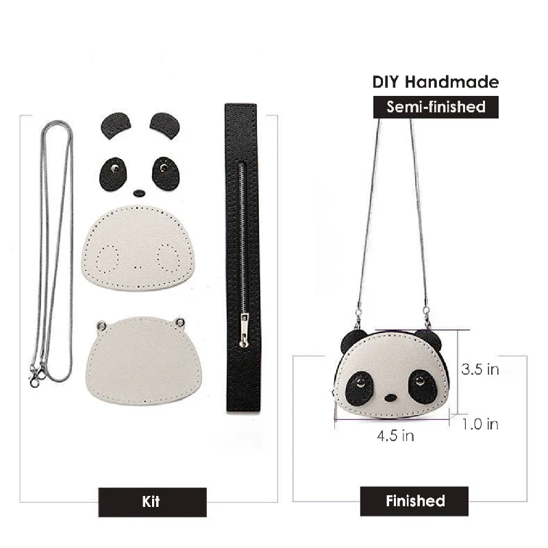 Backpack with padded lining-POPSEWING® Leather Panda Wallet Purse Bag DIY Kit