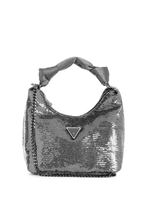 Handbag for nurses-Pewter Velina Sequin Hobo Bag