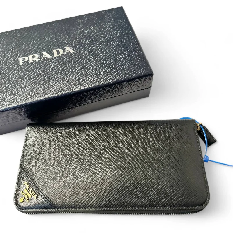 Wallets in soft fabric-Pre-Loved Saffiano Cuir Leather Wallet In Black