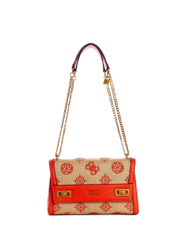 Handbag for concerts-Red Katey Raffia Shoulder Bag