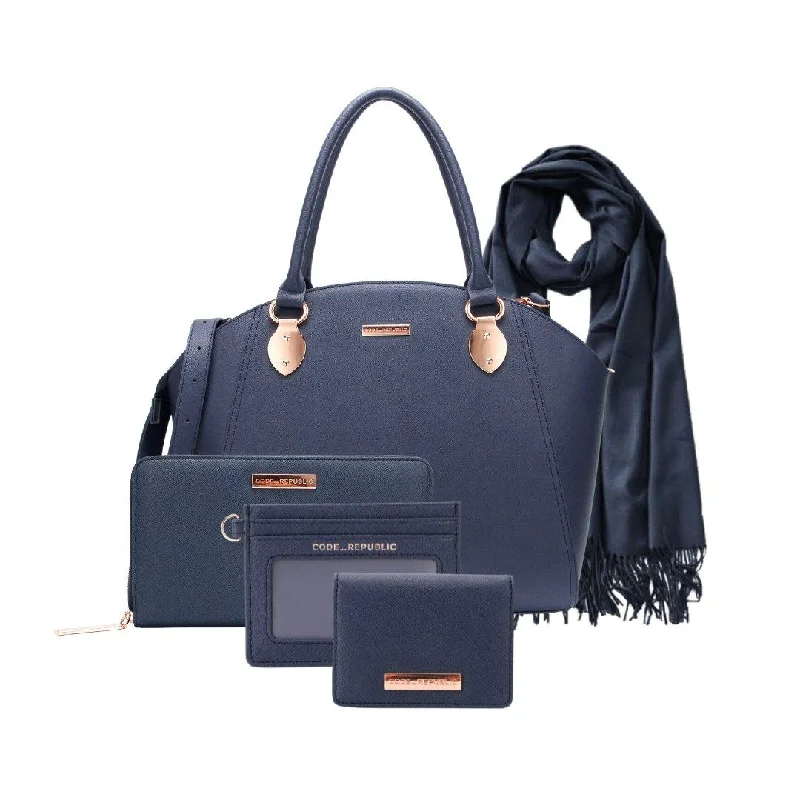 Handbag for outdoors-SAVANNAH DESIGNER LAPTOP HANDBAG | NAVY LEATHER [LIMITED EDITION BUNDLE]