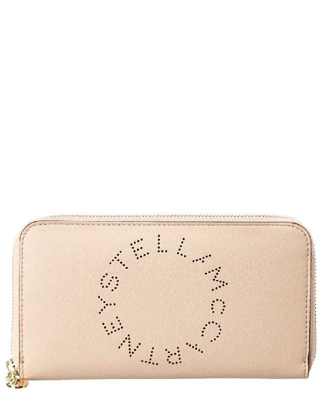 Keychains with quirky charms-Stella McCartney Perforated Logo Zip Around Wallet