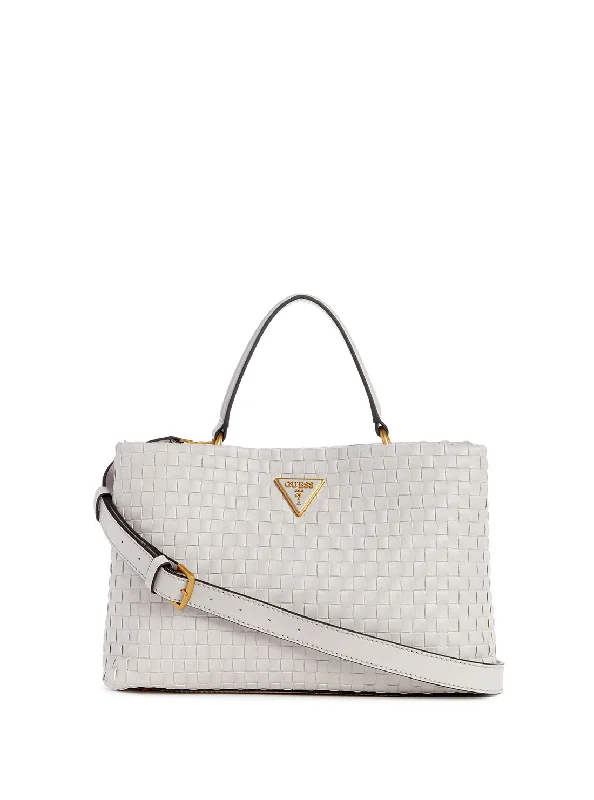 Handbag woven material-Stone Lisbet Satchel Bag