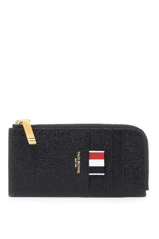 men wallets snap button-Thom e Men's Pebble Grain Leather Cardholder