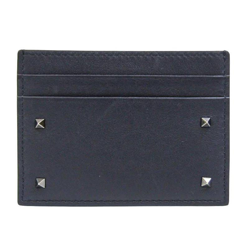 men wallets distressed leather quality-Valentino Garavani Studs  Leather Wallet  (Pre-Owned)