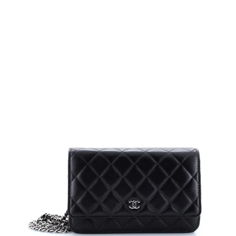 Wallets with coin pocket-Wallet on Chain Quilted Lambskin