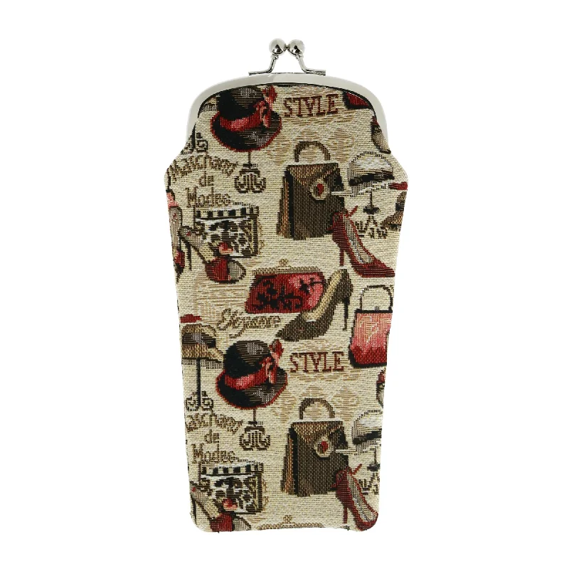 Keychains with metal loops-Women's Boutique Print Tapestry Glasses Case