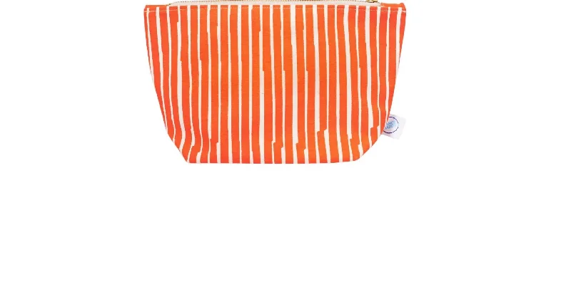 Wallets with extra zippers-Women's Lines Cosmetic Bag In Bright Orange