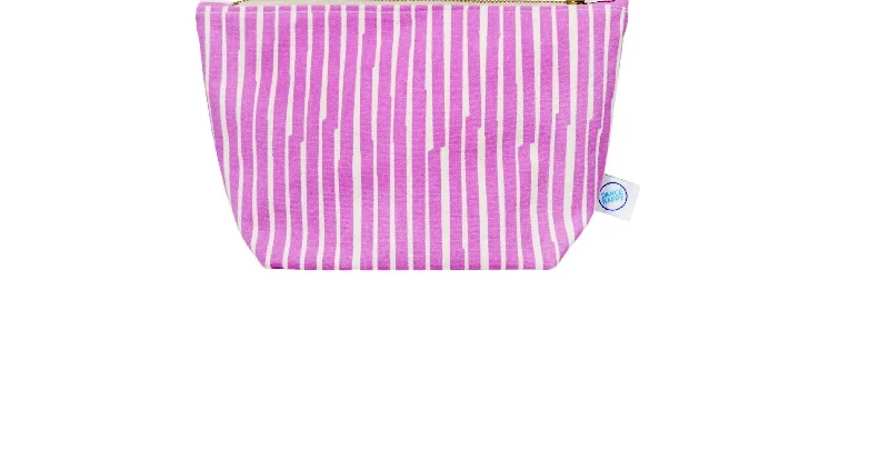 Wallets with leather finish-Women's Lines Cosmetic Bag In Fuchsia