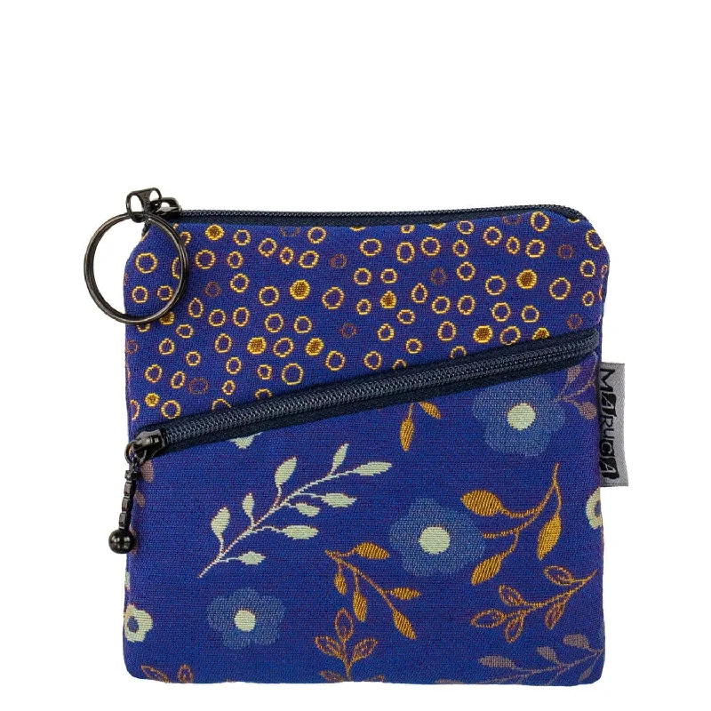 Leisure Bag with spacious pockets-Roo Pouch in Flora Cobalt