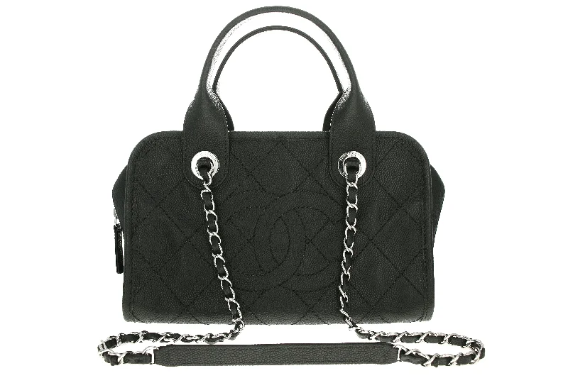 Handbag with clasp-Chanel Caviar Deauville Bowling Bag