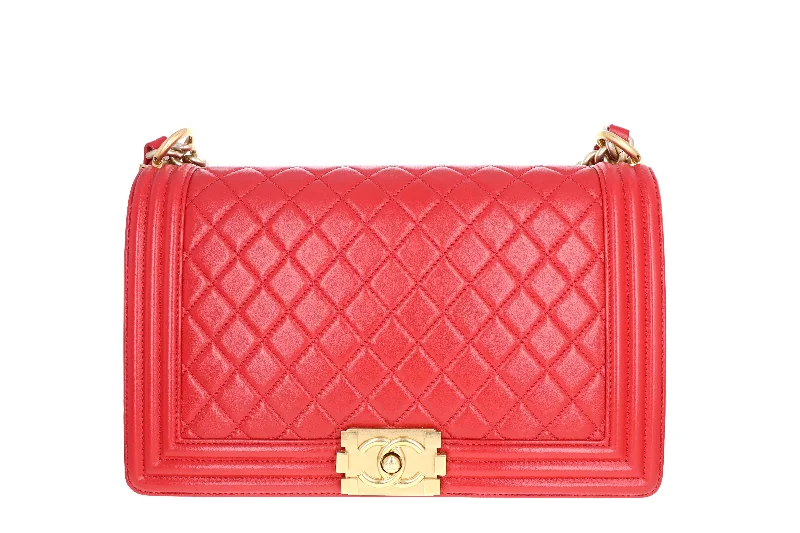 Handbag for doctors-Chanel New Medium Boy Bag Red Lambskin