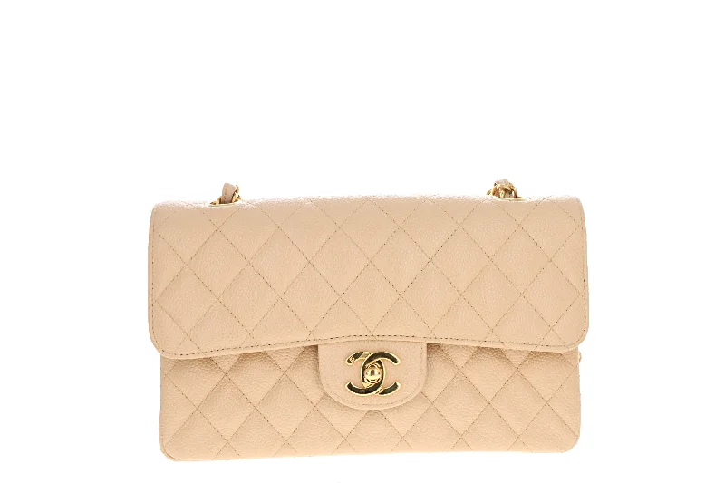 Handbag trendy design-Chanel Rare Vintage Beige Caviar Double Flap Bag Small