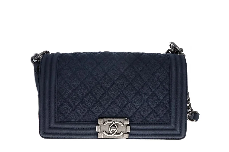 Handbag chic style-Chanel Medium Caviar Suede Boy Bag