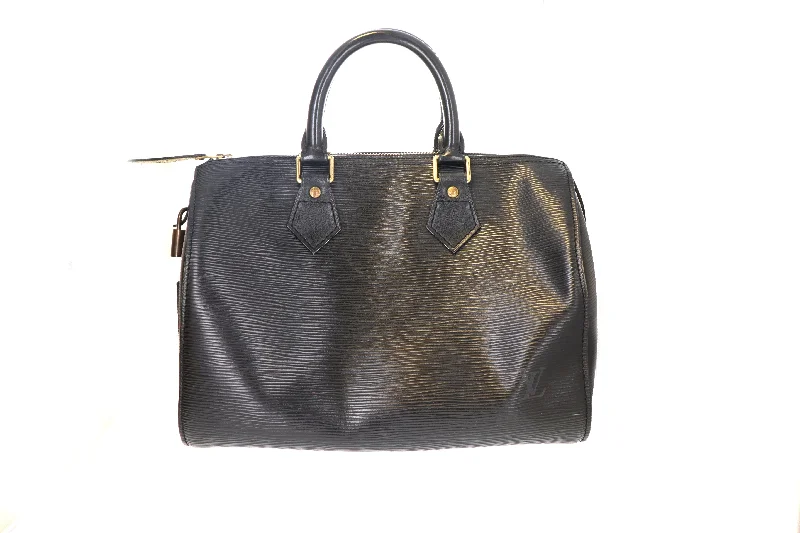 Handbag spacious interior-Louis Vuitton Epi Black Speedy 25