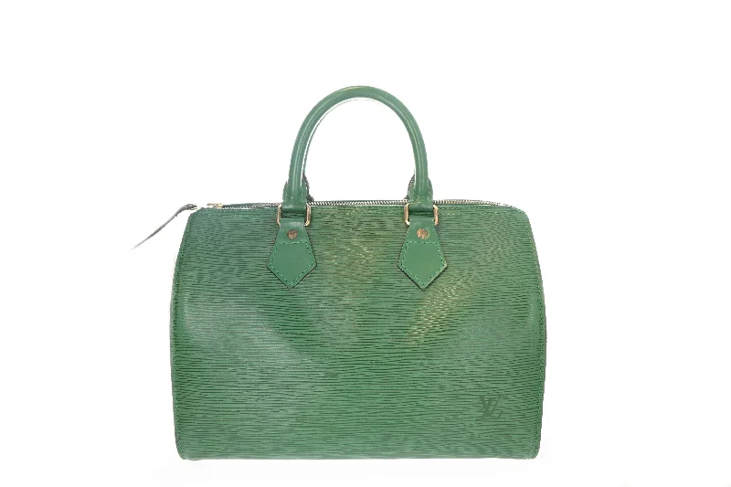 Handbag for hiking-Louis Vuitton Epi Green Speedy 25