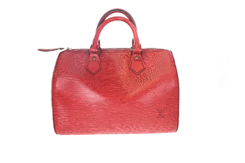 Handbag with clasp-Louis Vuitton Epi Red Speedy 25