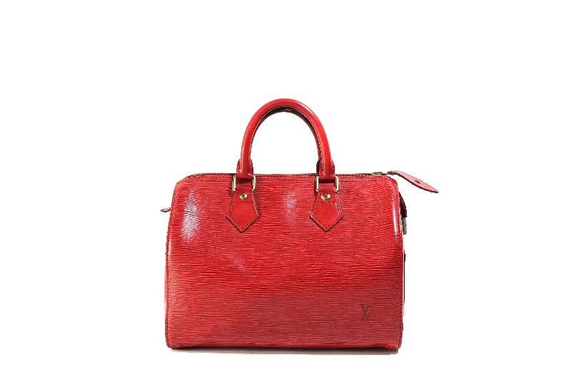 Handbag for vacation-Louis Vuitton Epi Red Speedy 25