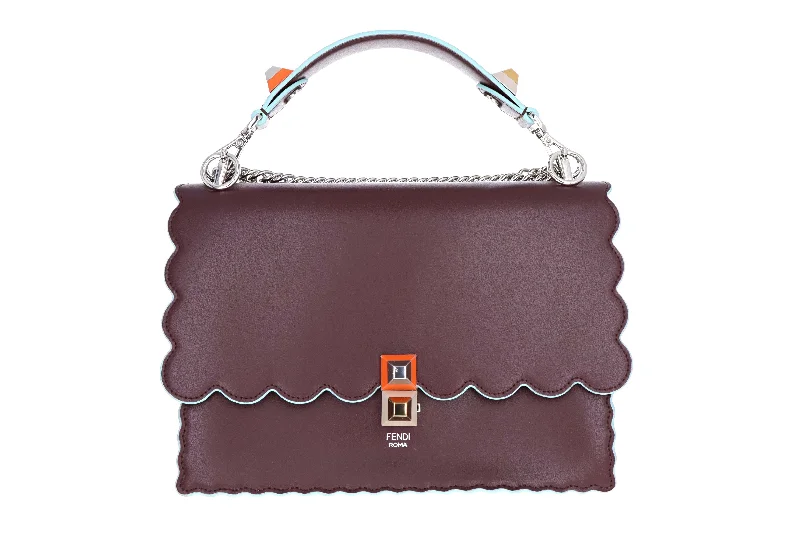 Handbag wine red-Fendi Scalloped Kan Bag