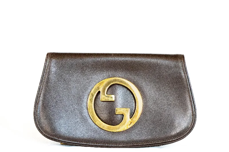 Handbag for engineers-Gucci Vintage Blondie Clutch Bag Brown