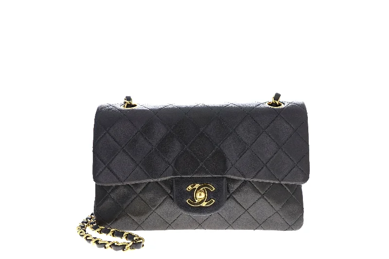 Handbag sleek style-Chanel Vintage Lambskin Small Classic Double Flap Bag Black