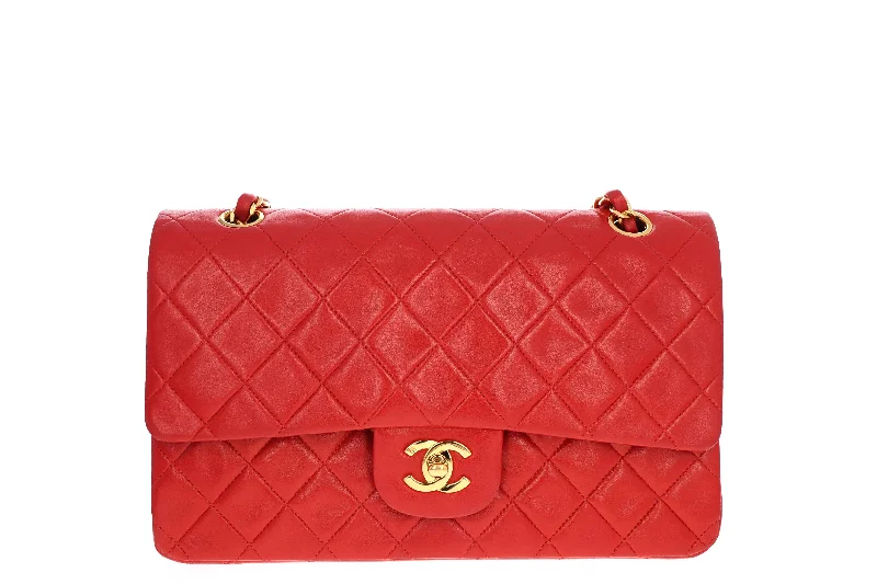 Handbag for teachers-Vintage Chanel Medium Red Lambskin Double Flap Bag