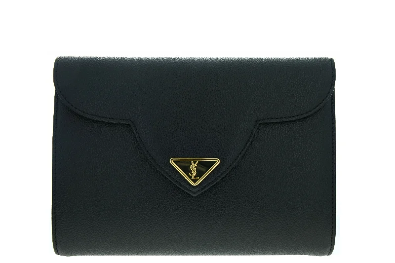 Handbag with zipper-Vintage Saint Laurent Black Clutch