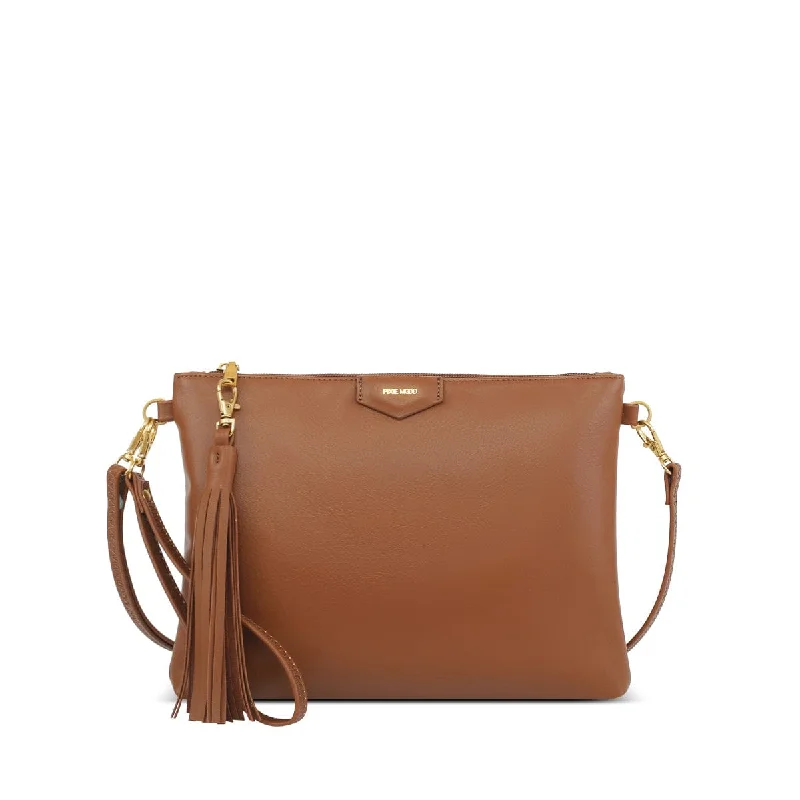 Leisure Bag with bold handles-Michelle Clutch - Chestnut