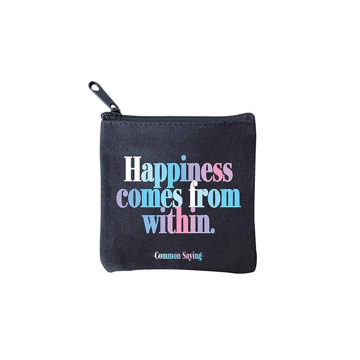 Leisure Bag with trendy straps-"happiness comes" mini pouch