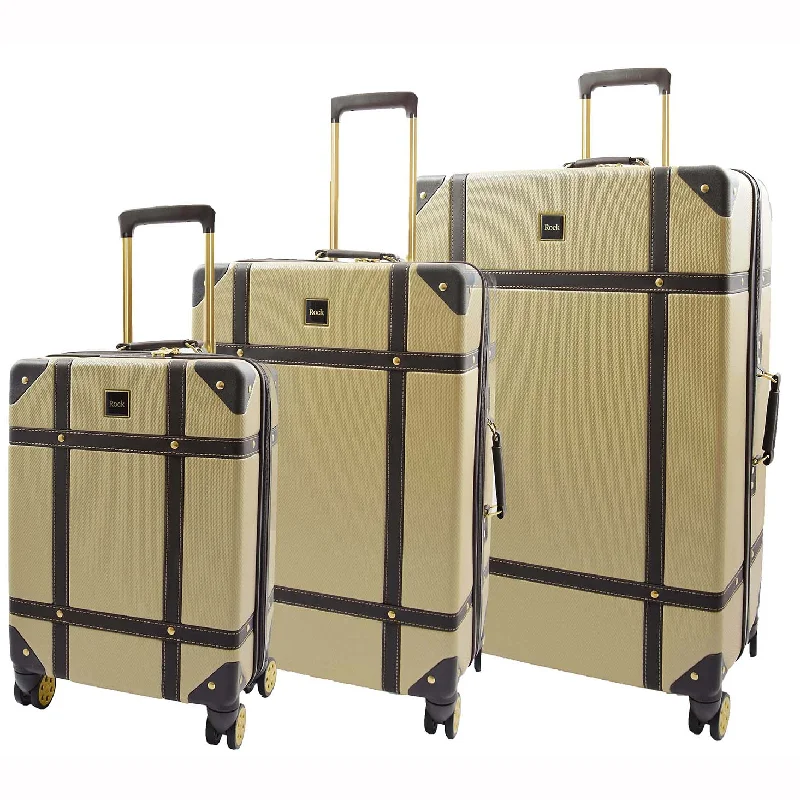 suitcase with durable straps-8 Wheel Spinner Travel Luggage’s London Gold