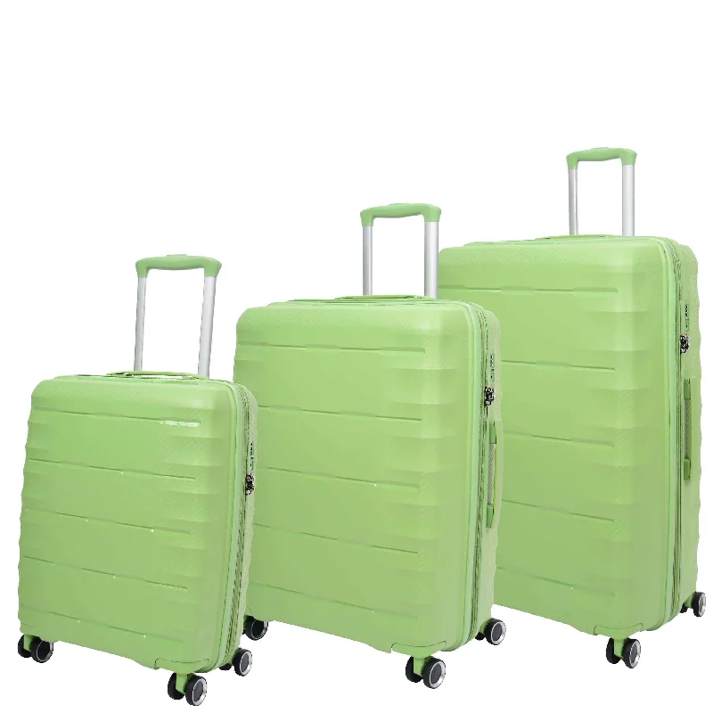 suitcase with travel tools-8 Wheeled Expandable ABS Luggage Miyazaki Lime Green