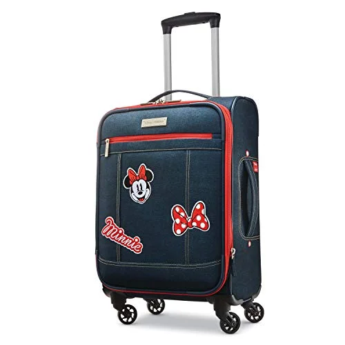 suitcase for checked luggage-American Tourister Disney Softside Luggage with Spinner Wheels, Minnie Mouse Denim