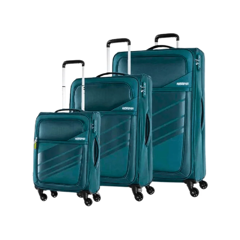 suitcase with durable finish-American Tourister Stirling Teal Spinner Set