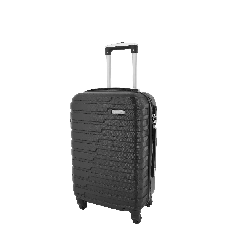 suitcase with sturdy wheels-Cabin Size Hard Shell Four Wheel Lightweight Hand Luggage Sega Black