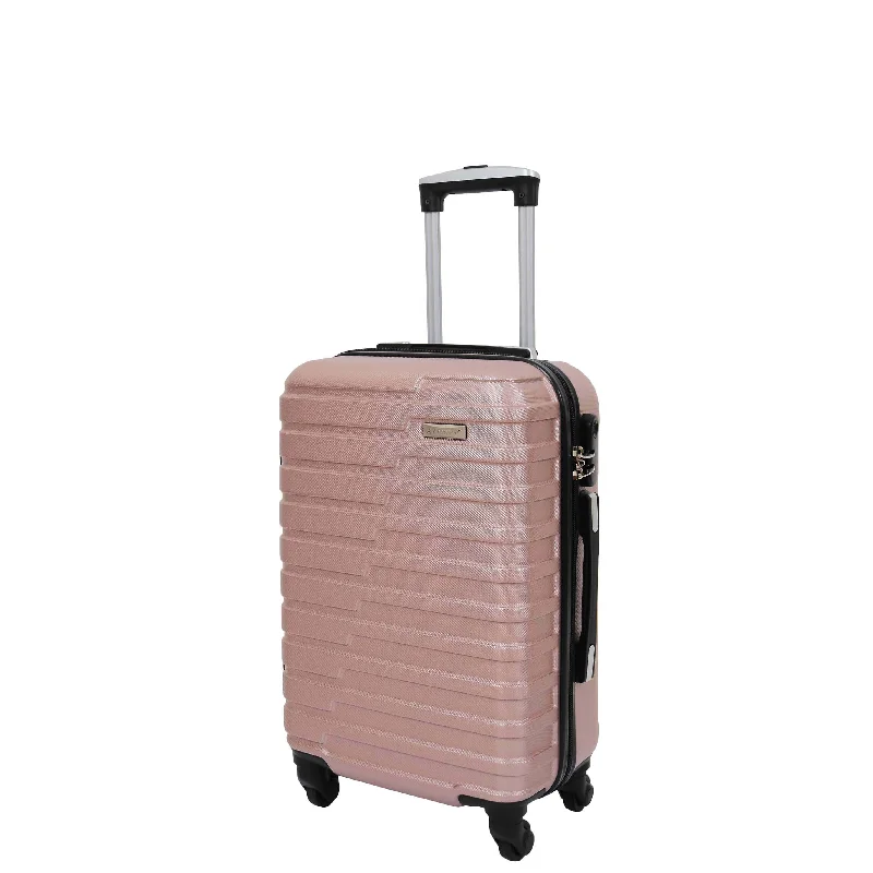 suitcase with trendy finish-Cabin Size Hard Shell Four Wheel Lightweight Hand Luggage Sega Rose Gold