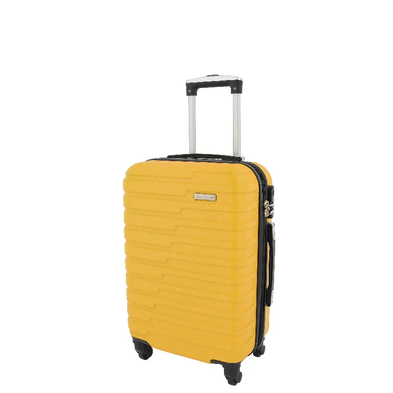 suitcase for short journeys-Cabin Size Hard Shell Four Wheel Lightweight Hand Luggage Sega Yellow