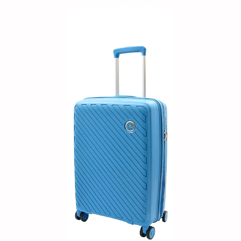 suitcase for luxury trips-Cabin Size Suitcase Hard Shell Wheeled Luggage TOURER Blue