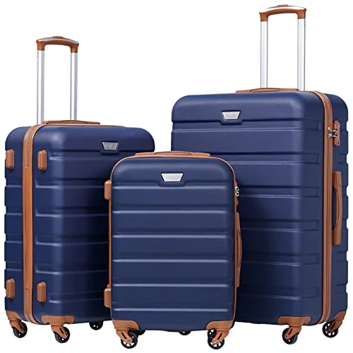 suitcase with sturdy design-Coolife Luggage 3 Piece Set Suitcase Spinner Hardshell Lightweight TSA Lock