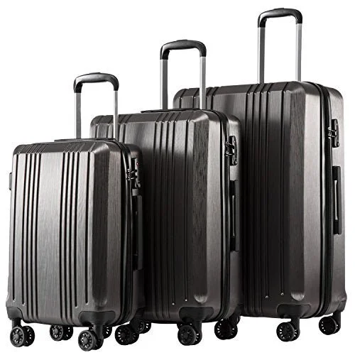 suitcase for overseas shipping-Coolife Luggage Expandable Suitcase PC+ABS 3 Piece Set with TSA Lock