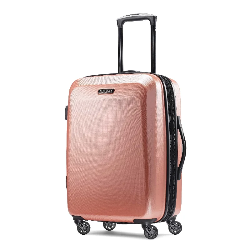 suitcase for checked escapes-American Tourister Moonlight 21" Spinner (Rose Gold)