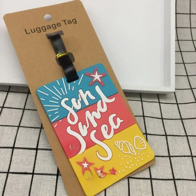 suitcase with travel gear-Sun Sand Sea Luggage Tag