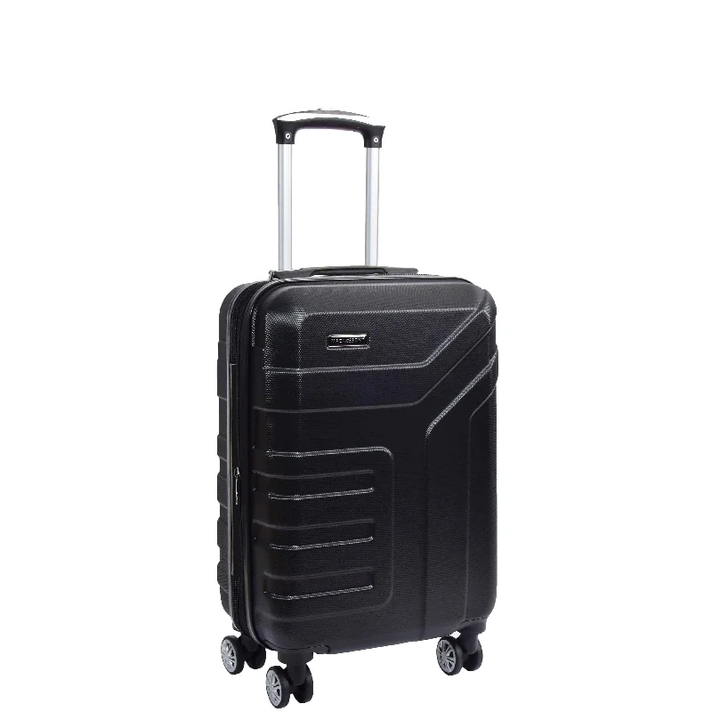 suitcase with sturdy straps-Expandable 4 Wheeled Cabin Hard Luggage Sydney Black