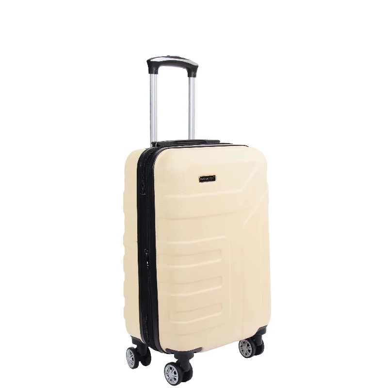 suitcase with sleek finish-Expandable 4 Wheeled Cabin Hard Luggage Sydney Off White