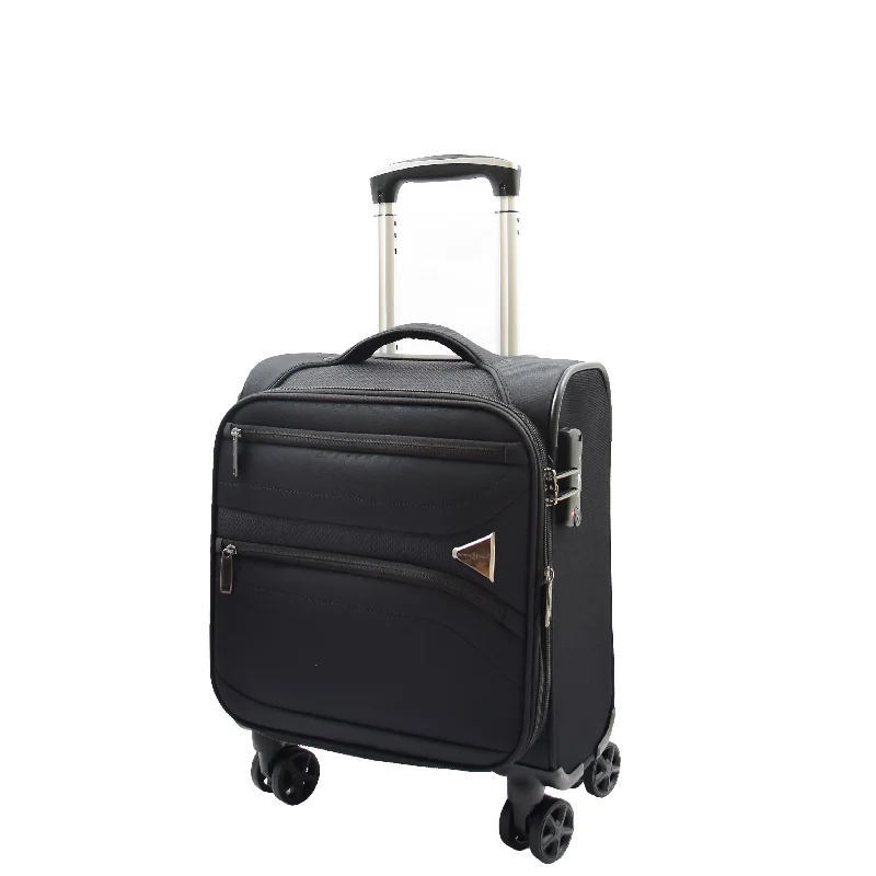 suitcase with sturdy wheels-Expandable 8 Wheel Soft Luggage Japan Black