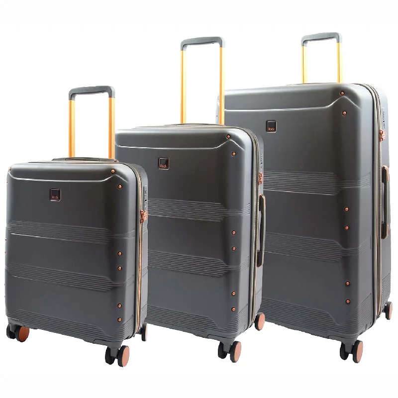 suitcase with trendy straps-Expandable 8 Wheeled Travel Luggage Florence Charcoal