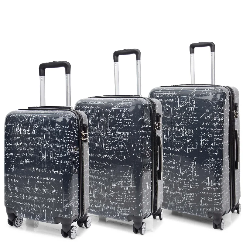 suitcase for frequent travels-Four Wheel Suitcase Hard Shell Expandable Luggage Maths Print