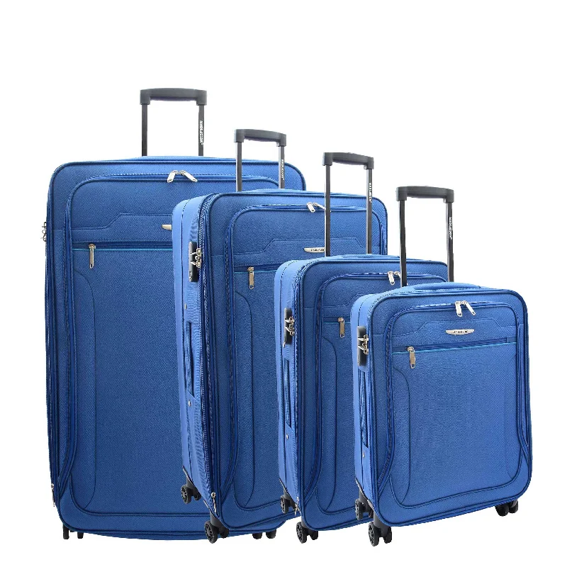 suitcase with foldable wheels-Four Wheel Suitcases Lightweight Soft Expandable Luggage Cosmic Blue