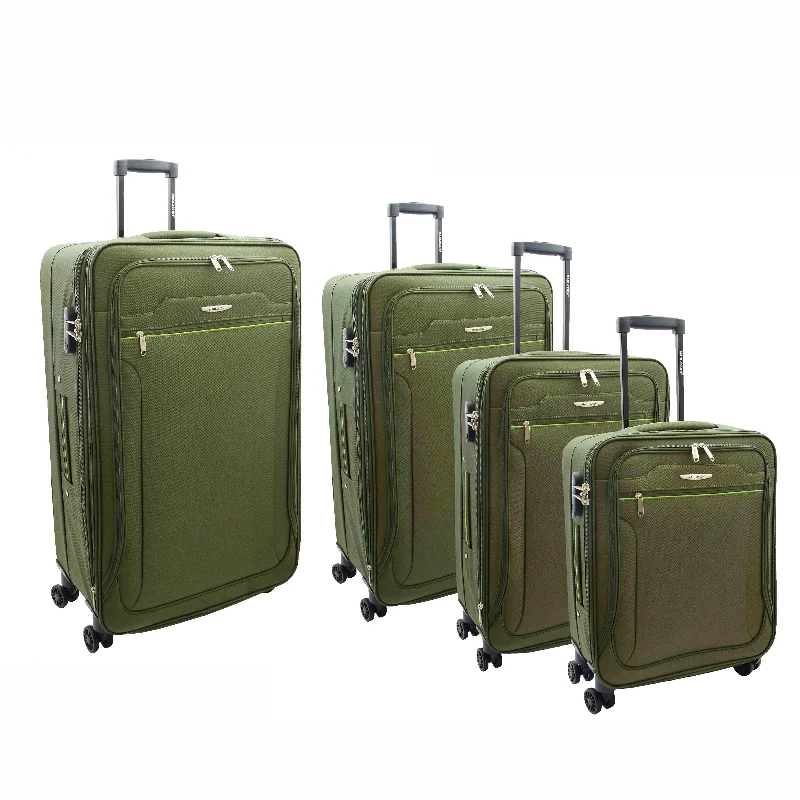 suitcase for frequent escapes-Four Wheel Suitcases Lightweight Soft Expandable Luggage Cosmic Green