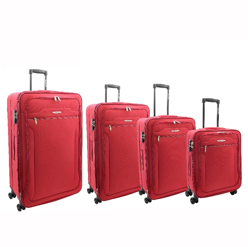 suitcase for budget escapes-Four Wheel Suitcases Lightweight Soft Expandable Luggage Cosmic Red