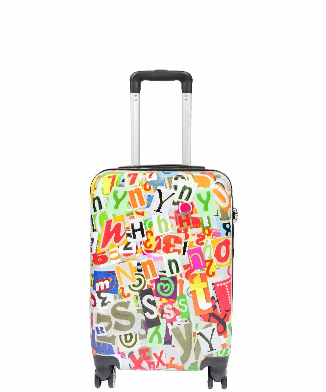 suitcase for budget travelers-Four Wheels Hard Shell Alphabets Print Luggage Burgos